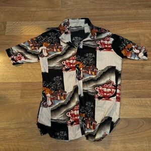 Men's vintage Multicolor Graphic Camp Collar Shirt